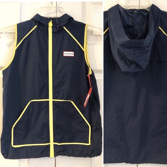 NWT~Hunter for Target~Blue Hooded Windbreaker Vest~ Zip Front~Girls Sz M (7-8) - Picture 2 of 5
